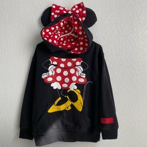 Disney Parks Minnie Mouse Sweatshirt Hoodie with Bow & Ears